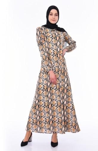 Patterned Dress 2560T-01 Mustard 2560T-01