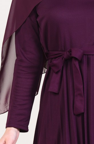 Pleated Belted Dress 4026-03 Plum 4026-03