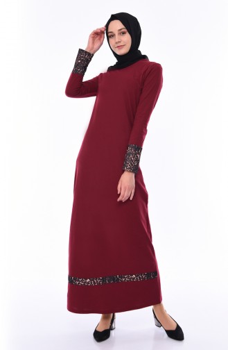 Weinrot Hijab Kleider 4045-01