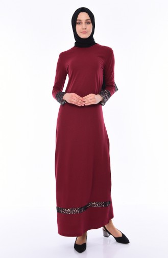 Claret Red Hijab Dress 4045-01