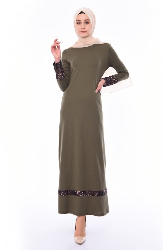 Khaki Hijab Kleider 4045-02