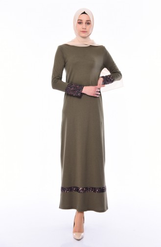 Khaki Hijab Kleider 4045-02