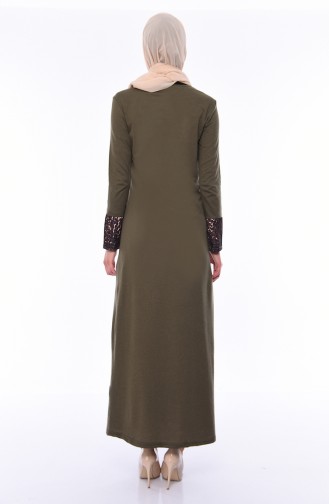 Khaki Hijab Kleider 4045-02