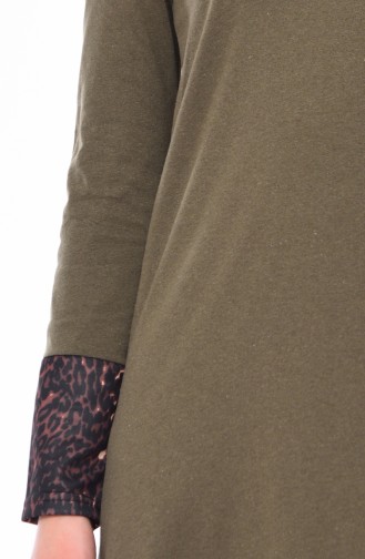 Leopar Garnili Elbise 4045-02 Haki