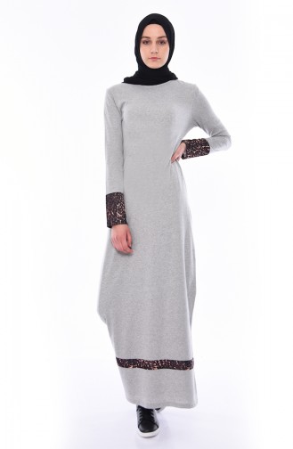Gray Hijab Dress 4172-05