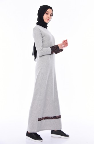 Gray Hijab Dress 4172-05