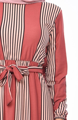 Striped Belt Dress 1041-01 dry Rose 1041-01