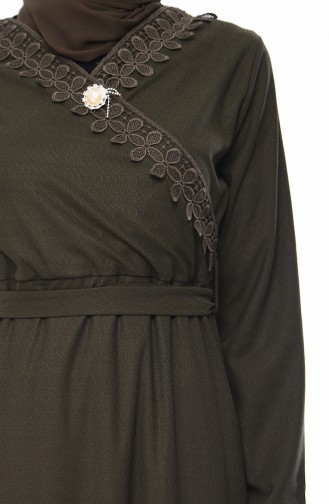 Lace Belted Dress 4078-01 Khaki 4078-01
