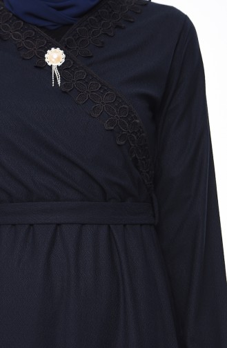 Lace Belted Dress 4078-03 Navy 4078-03