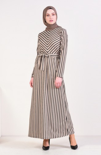 Striped Dress 4169-08 Mink 4169-08