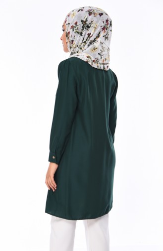 Buttoned Viscose Tunic 5258-02 Emerald Green 5258-02