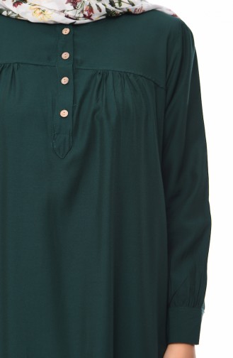 Buttoned Viscose Tunic 5258-02 Emerald Green 5258-02