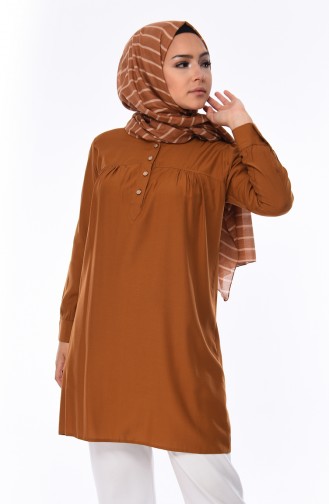 Buttoned Viscose Tunic 5258-05 Tobacco 5258-05