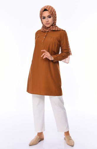 Buttoned Viscose Tunic 5258-05 Tobacco 5258-05