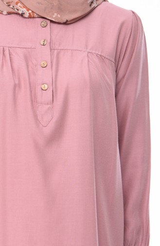 Buttoned Viscose Tunic 5258-03 Dried Rose 5258-03