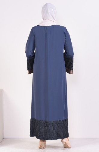 Abaya à Fermeture Détail Paillettes Grande Taille 7834-02 Anthracite 7834-02