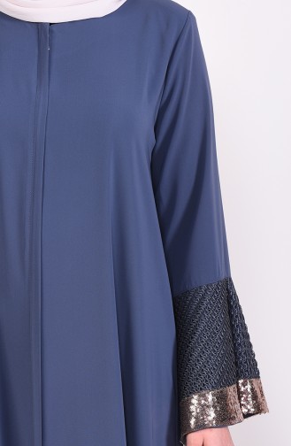Abaya à Fermeture Détail Paillettes Grande Taille 7834-02 Anthracite 7834-02