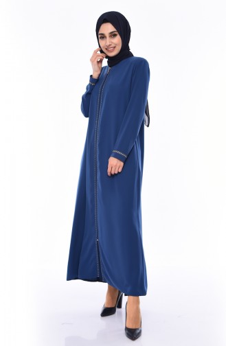 Large Size Embroidered Abaya 0010-04 Indigo 0010-04