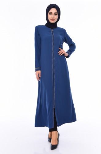 Large Size Embroidered Abaya 0010-04 Indigo 0010-04