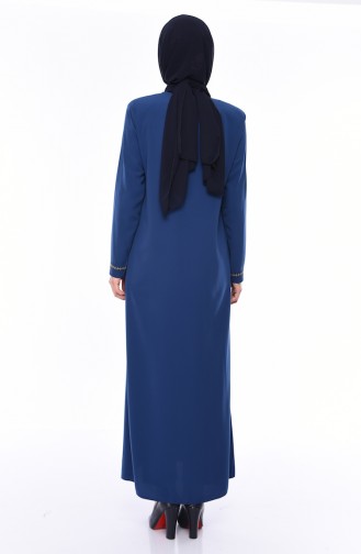 Large Size Embroidered Abaya 0010-04 Indigo 0010-04