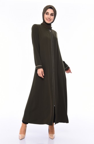 Large Size Embroidered Abaya 0010-05 Khaki 0010-05