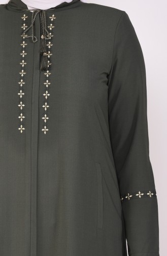 Large Size Embroidered Abaya 5926-04 Khaki 5926-04