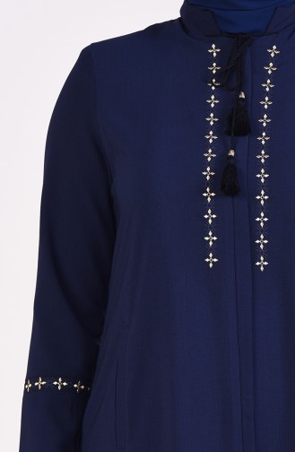 Abaya Brodée Grande Taille 5926-03 Bleu Marine Foncé 5926-03