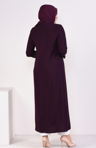 Abaya Brodée Grande Taille 5926-02 Plum Foncé 5926-02