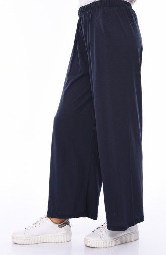 Elastic Waist Summer Pants 7990-03 Navy Blue 7990-03