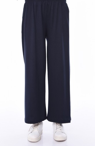 Elastic Waist Summer Pants 7990-03 Navy Blue 7990-03