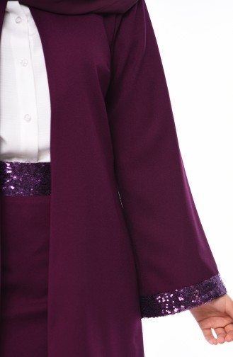 Sequin Detailed Jacket Skirt Double Suit 1520-02 Purpl 1520-02