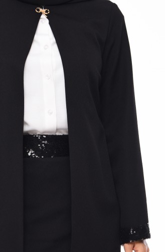 Payet Detaylı Ceket Etek İkili Takım 1520-03 Siyah 1520-03