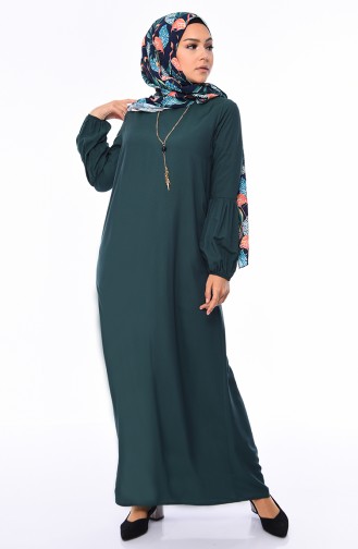 Viscose Sleeve Rubber Dress 1203-07 Emerald Green 1203-07