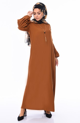 Viscose Sleeve Rubber Dress 1203-08 Tobacco 1203-08