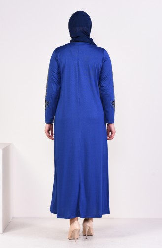 Large Size Patterned Dress 4498-01 light Navy 4498-01