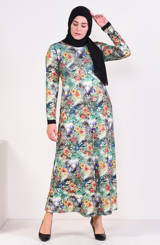 Grün Hijab Kleider 4551-01
