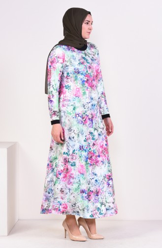 Grün Hijab Kleider 4551A-03