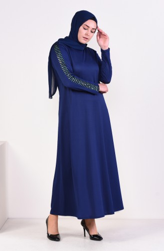 Saks-Blau Hijab Kleider 4560A-02