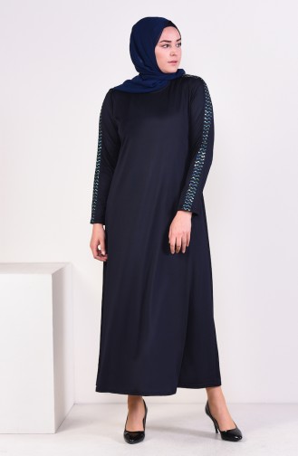 Navy Blue Hijab Dress 4560A-04