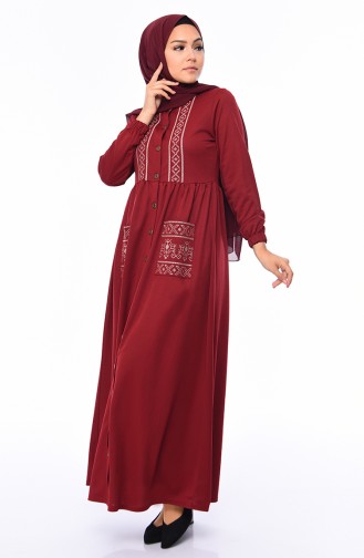 Claret Red Hijab Dress 4032-02