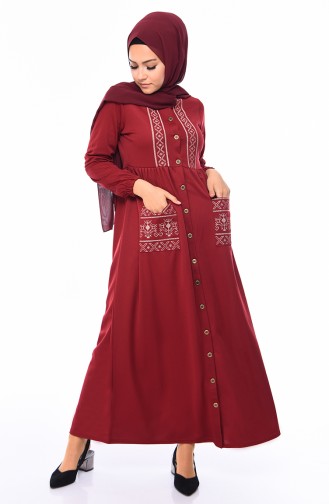Claret Red Hijab Dress 4032-02