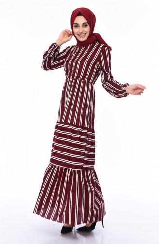 Striped Dress 1043-04 Bordeaux 1043-04