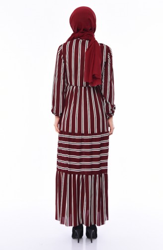 Striped Dress 1043-04 Bordeaux 1043-04