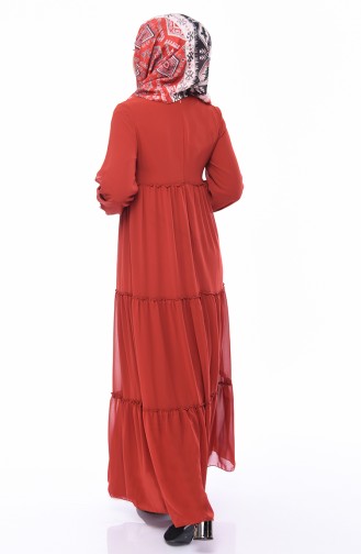 فستان شيفون 18057-07لون قرميدي 18057-07