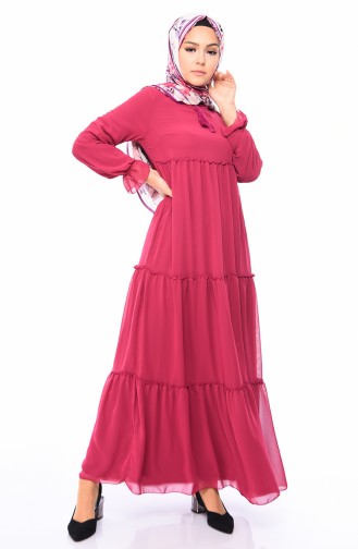 Chiffon Dress 18057-11 Fuchsia 18057-11