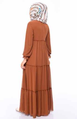 Şifon Elbise 18057-12 Taba