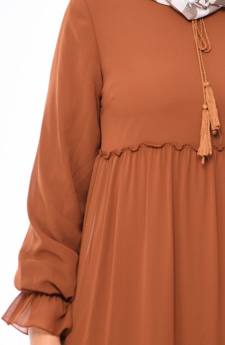 Şifon Elbise 18057-12 Taba