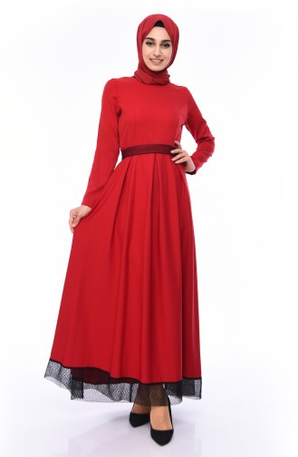 Kleid mit Band 8178-06 Rot 8178-06