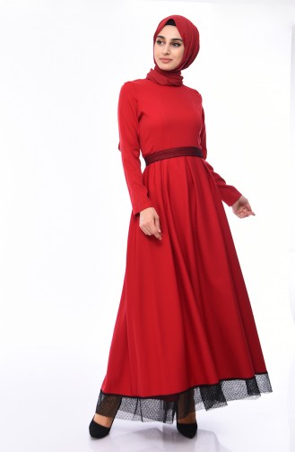 Red Hijab Dress 8178-06