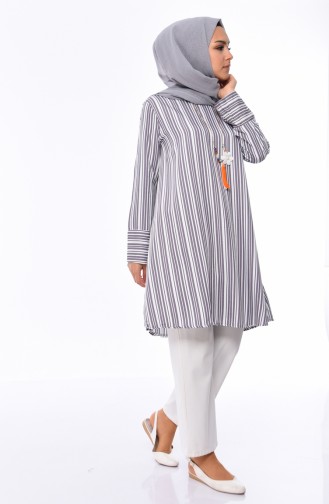 Necklace Striped Tunic 0777-06 Gray 0777-06